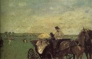 Edgar Degas Carriage on racehorse ground France oil painting artist